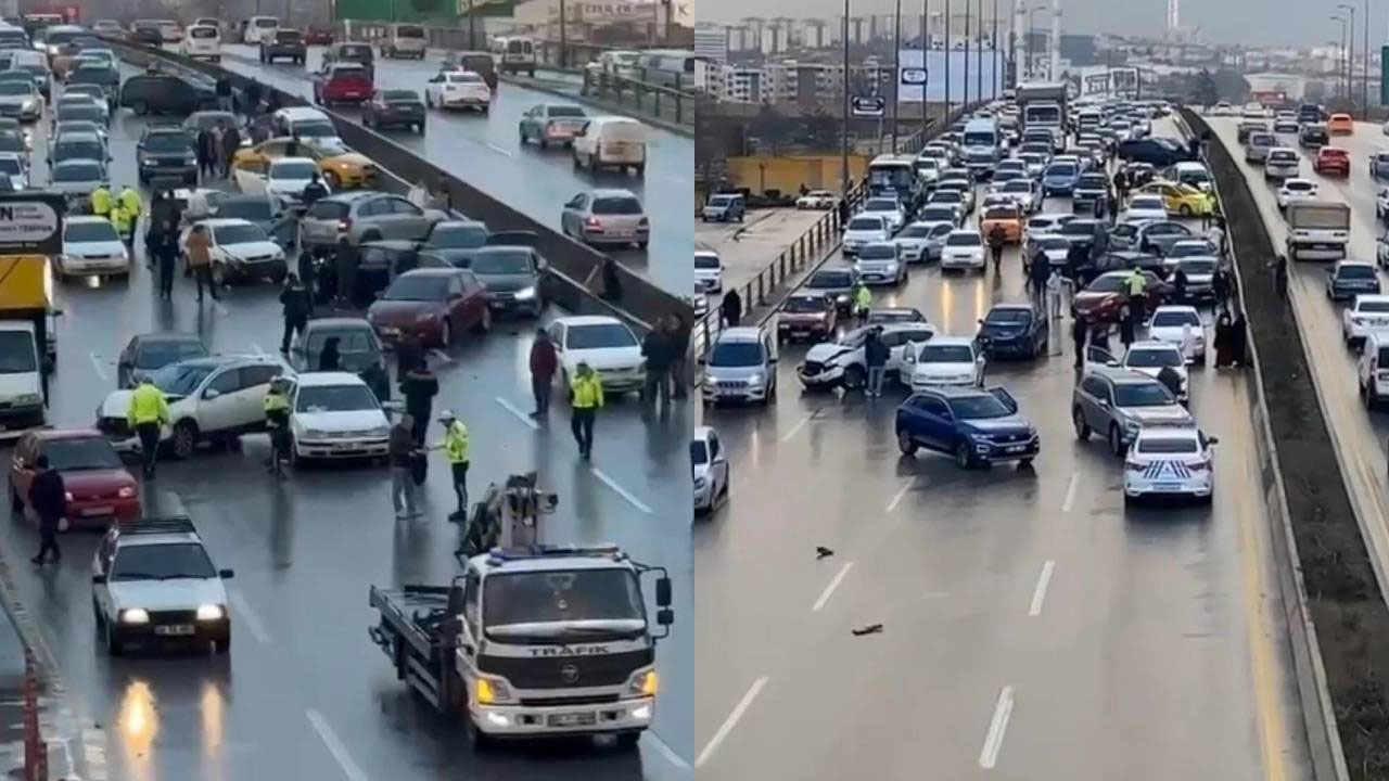 Ankara'da feci kaza! 26 araç birbirine girdi