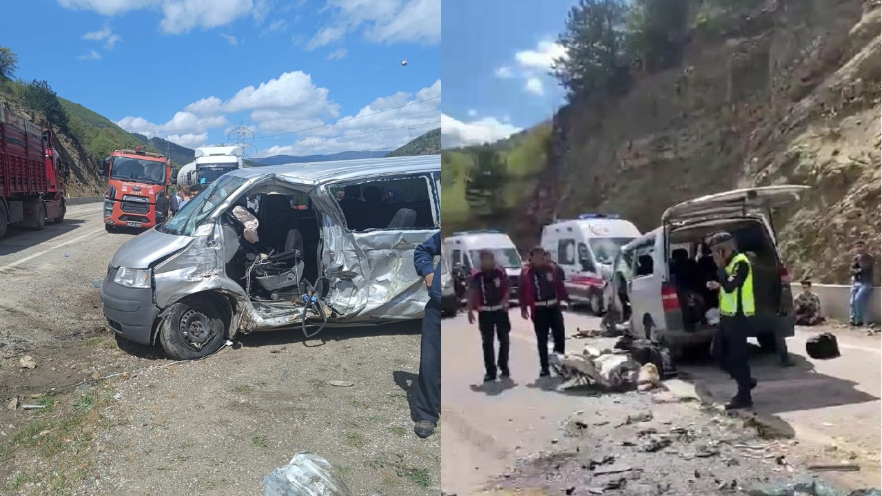 Bolu'da 2 minibüs kafa kafaya çarpıştı; 11'i öğrenci 15 yaralı