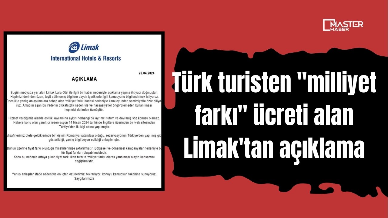 Türk turisten "milliyet farkı" ücreti alan Limak'tan açıklama