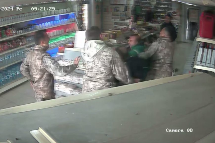 Özel harekat polisleri ile akaryakıt istasyonu çalışanı arasındaki kavga kamerada